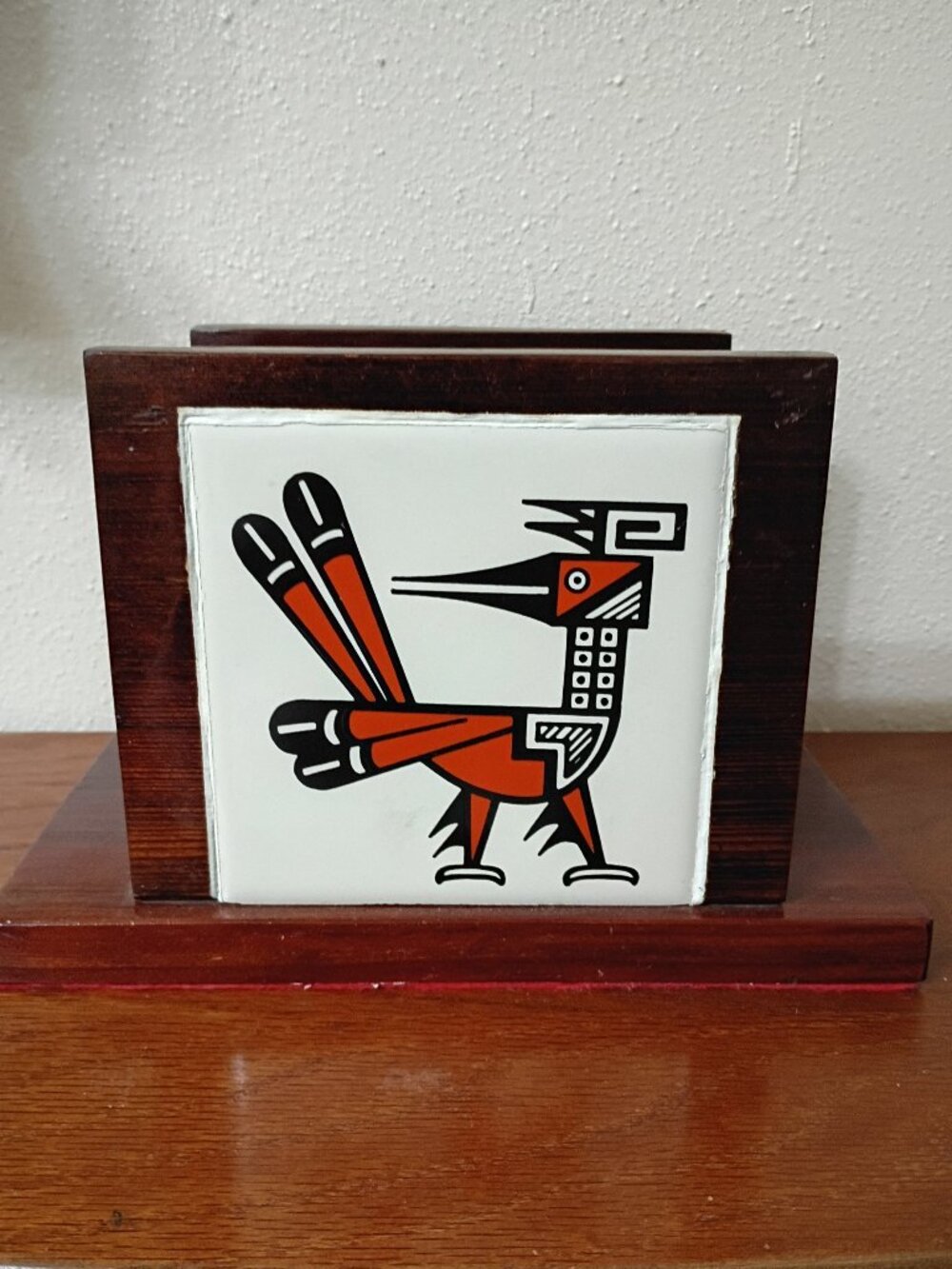 Vintage Mid Century Wood Letter / Napkin Holder